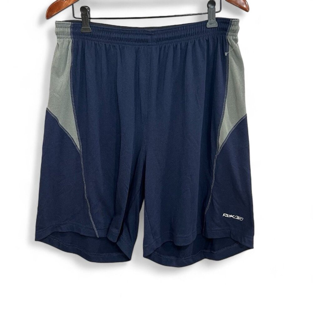 Reebok Shorts Men Size L Navy Blue Griptonite Drawstring Colorblock Performance